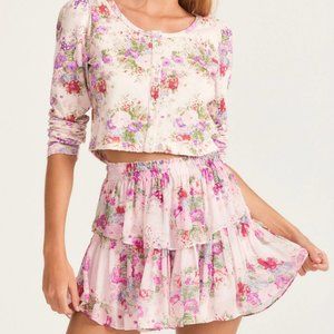 LoveShackFancy Ruffle Mini Skirt in Shimmering Springs Size S